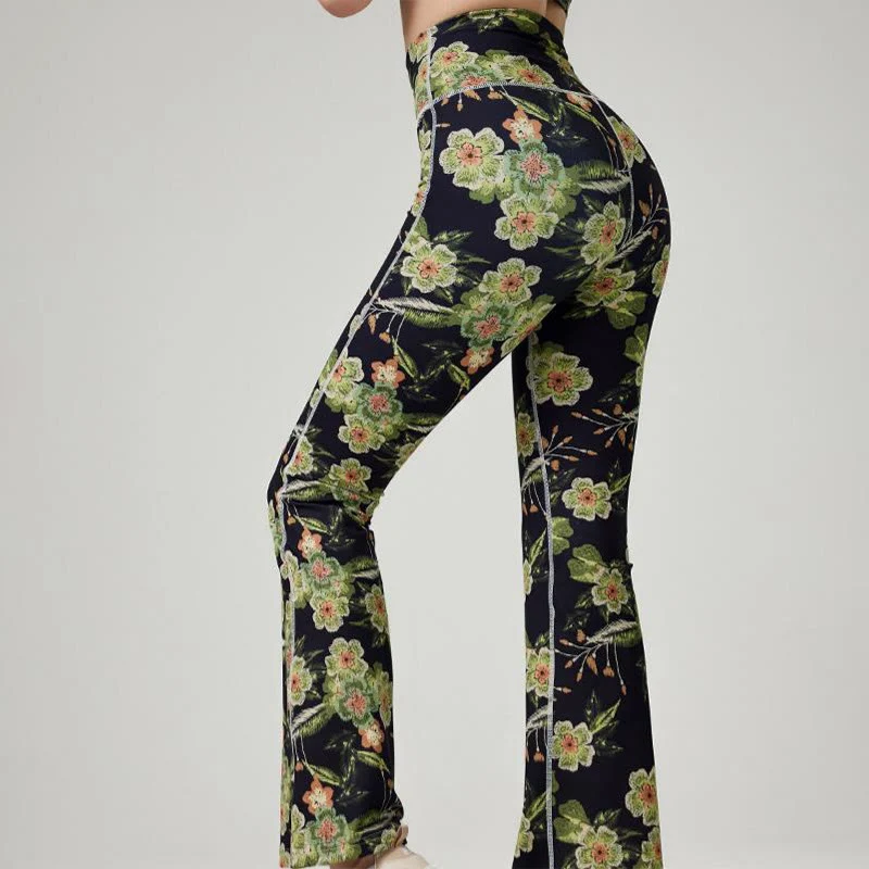 Olivenorma Damen bedruckte ausgestellte Yoga-Fitnesshose