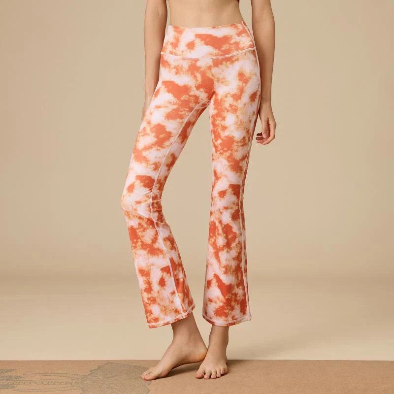 Olivenorma Damen Yogahose mit hohem Bund und ausgestelltem Bein und formgebendem Schnitt