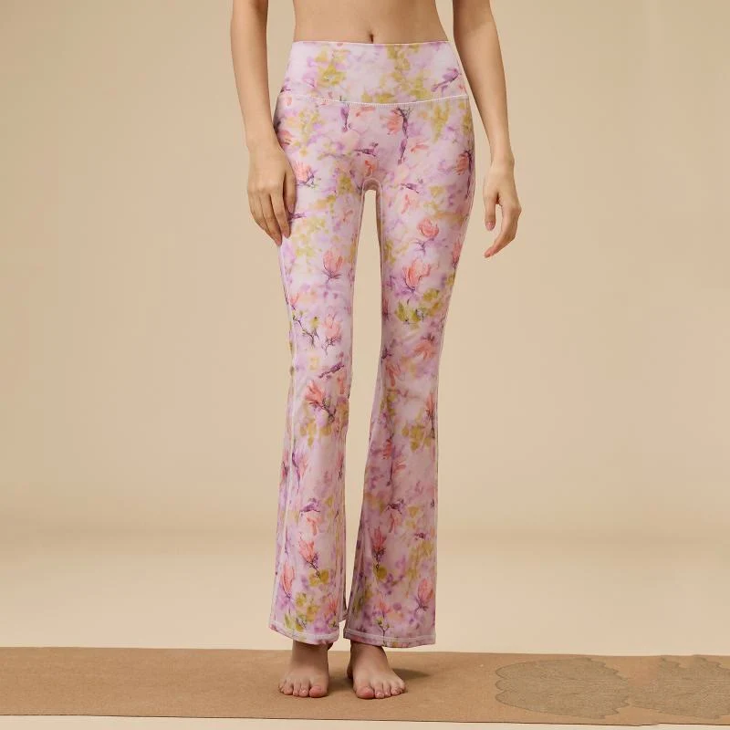 Olivenorma Damen Yogahose mit hohem Bund und ausgestelltem Bein und formgebendem Schnitt