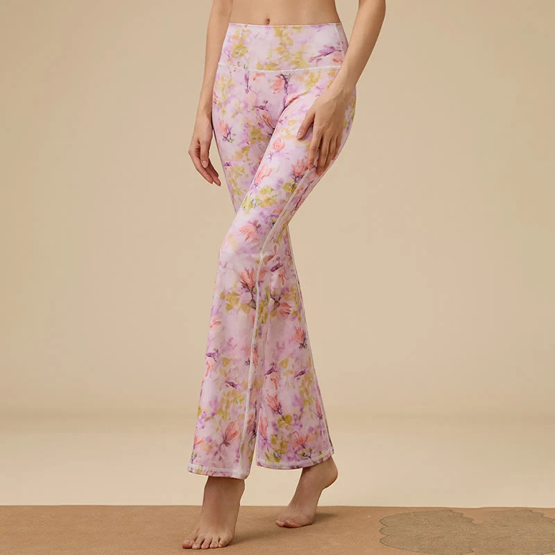 Olivenorma Damen Yogahose mit hohem Bund und ausgestelltem Bein und formgebendem Schnitt