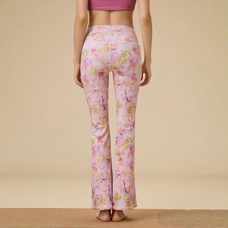 Olivenorma Damen Yogahose mit hohem Bund und ausgestelltem Bein und formgebendem Schnitt