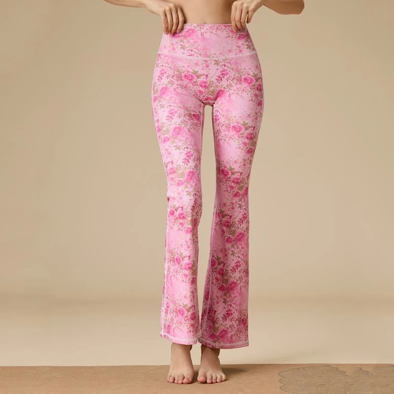 Olivenorma Damen Yogahose mit hohem Bund und ausgestelltem Bein und formgebendem Schnitt