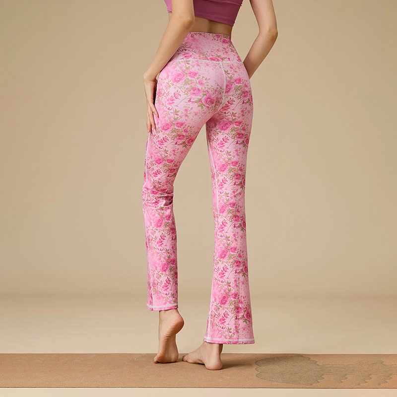 Olivenorma Damen Yogahose mit hohem Bund und ausgestelltem Bein und formgebendem Schnitt