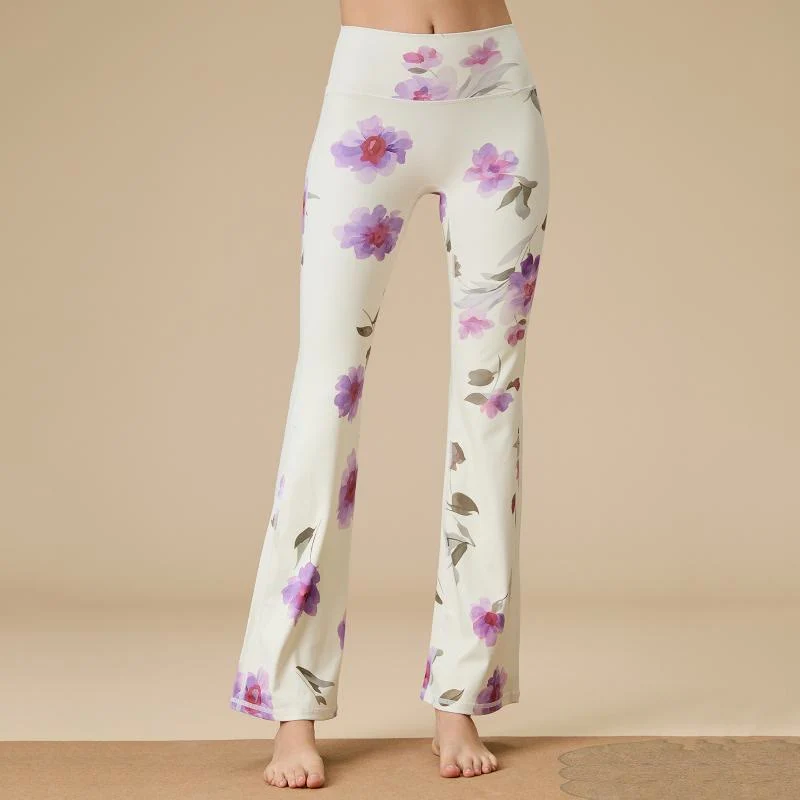 Olivenorma Damen Yogahose mit hohem Bund und ausgestelltem Bein und formgebendem Schnitt