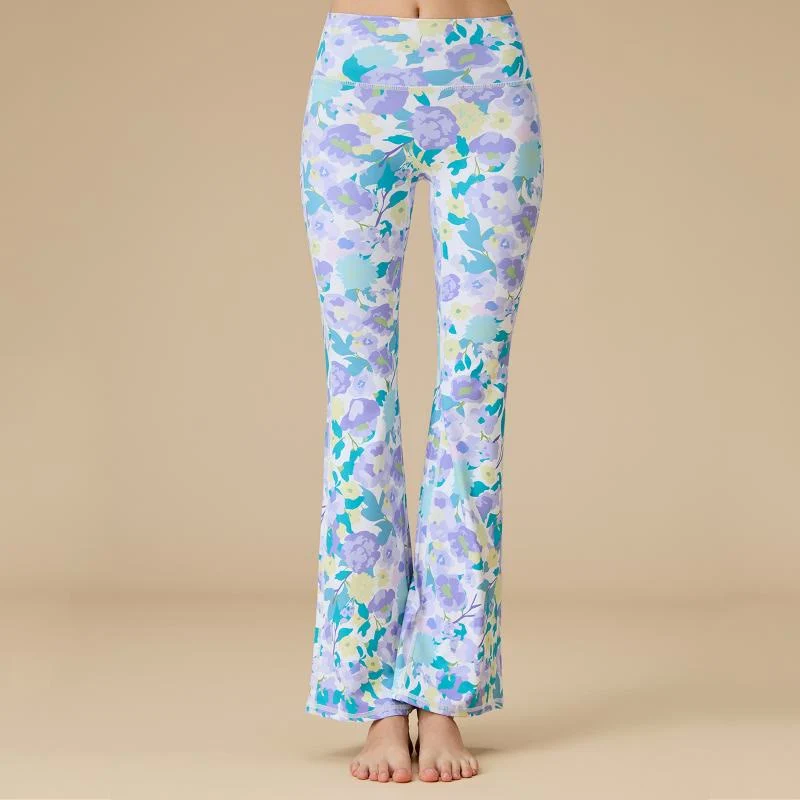 Olivenorma Damen Yogahose mit hohem Bund und ausgestelltem Bein und formgebendem Schnitt