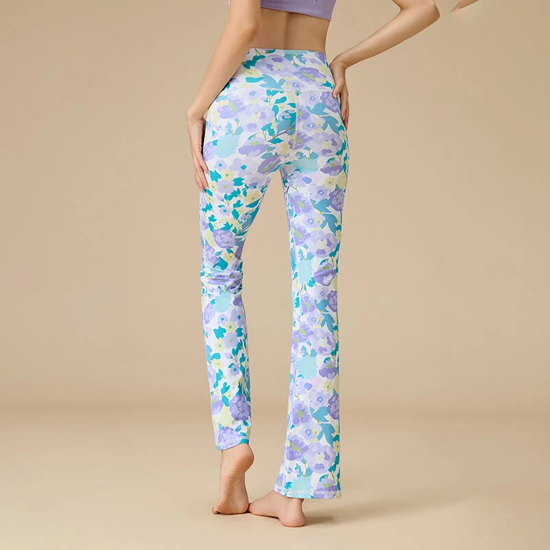 Olivenorma Damen Yogahose mit hohem Bund und ausgestelltem Bein und formgebendem Schnitt