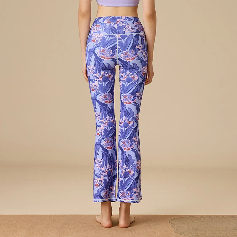 Olivenorma Damen Yogahose mit hohem Bund und ausgestelltem Bein und formgebendem Schnitt