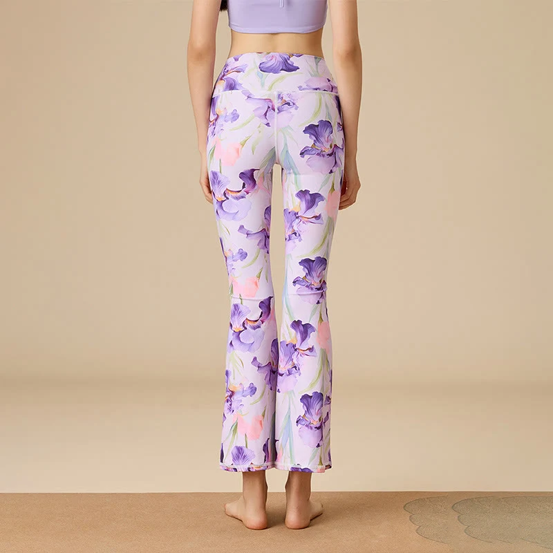 Olivenorma Damen Yogahose mit hohem Bund und ausgestelltem Bein und formgebendem Schnitt