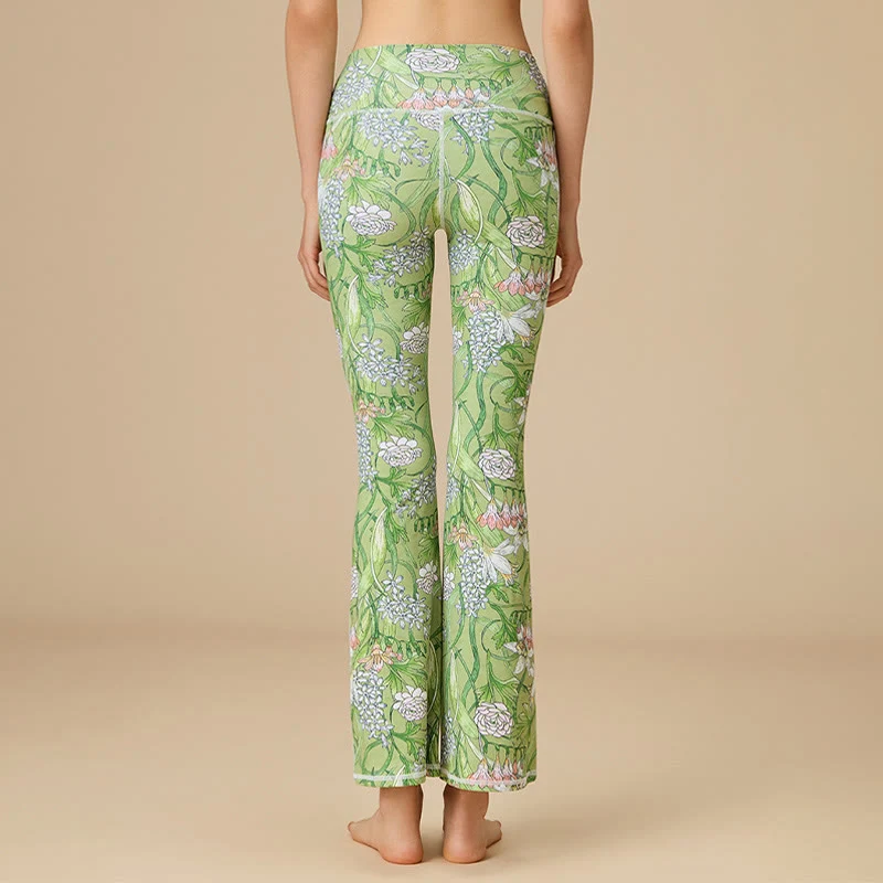 Olivenorma Damen Yogahose mit hohem Bund und ausgestelltem Bein und formgebendem Schnitt