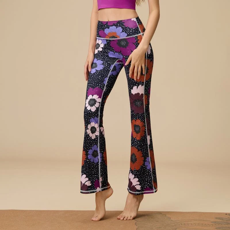 Olivenorma Damen Yogahose mit hohem Bund und ausgestelltem Bein und formgebendem Schnitt