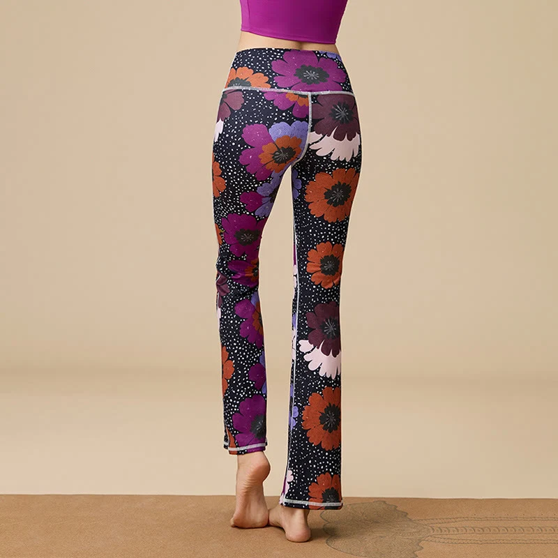 Olivenorma Damen Yogahose mit hohem Bund und ausgestelltem Bein und formgebendem Schnitt