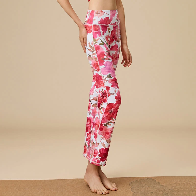 Olivenorma Damen Yogahose mit hohem Bund und ausgestelltem Bein und formgebendem Schnitt