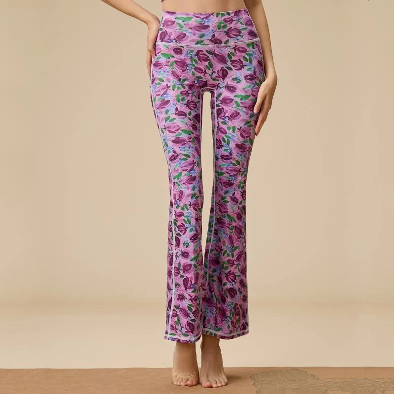 Olivenorma Damen Yogahose mit hohem Bund und ausgestelltem Bein und formgebendem Schnitt