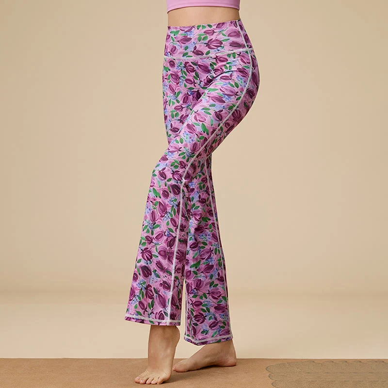 Olivenorma Damen Yogahose mit hohem Bund und ausgestelltem Bein und formgebendem Schnitt