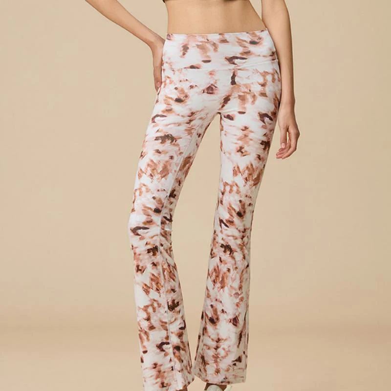 Olivenorma Damen Yogahose mit hohem Bund und ausgestelltem Bein und formgebendem Schnitt