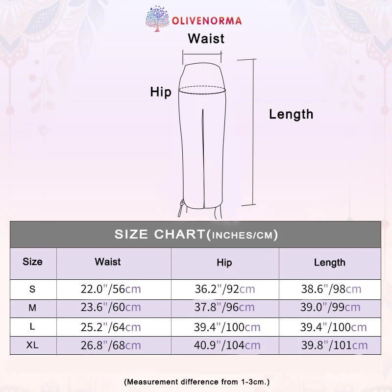 Olivenorma Damen-Hose mit hohem Bund, Kordelzug und weitem Bein, luftig-leicht.