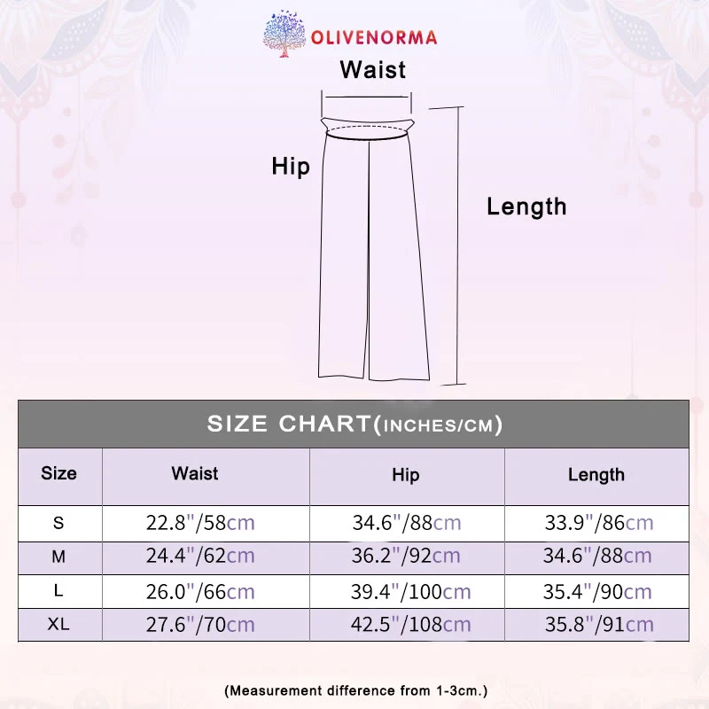 Olivenorma Damen Yogahose mit Tintenmuster, geradem Bund und Bindebändern