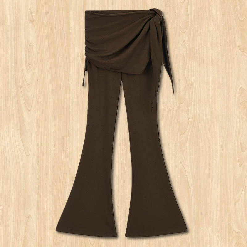 Elegante, hochgeschnittene Schlaghose mit Bindedetail von Olivenorma für Damen