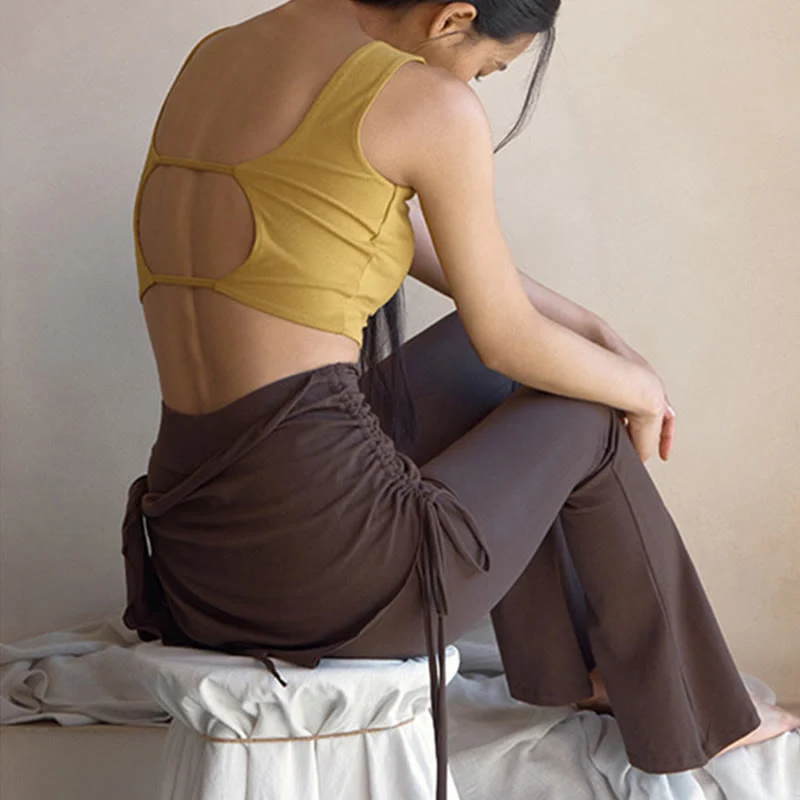 Elegante, hochgeschnittene Schlaghose mit Bindedetail von Olivenorma für Damen