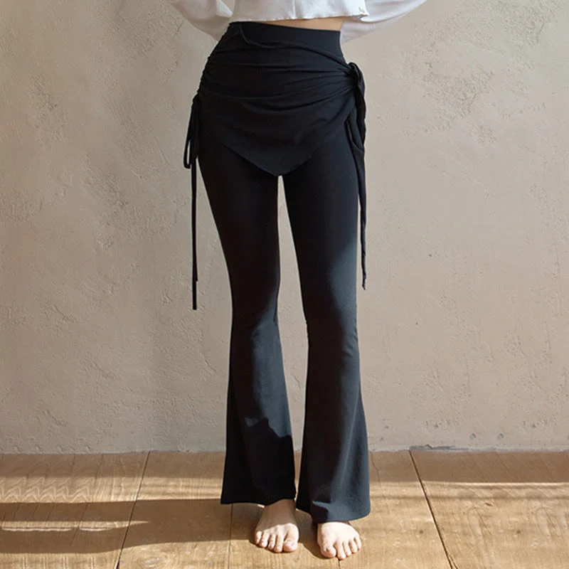 Elegante, hochgeschnittene Schlaghose mit Bindedetail von Olivenorma für Damen