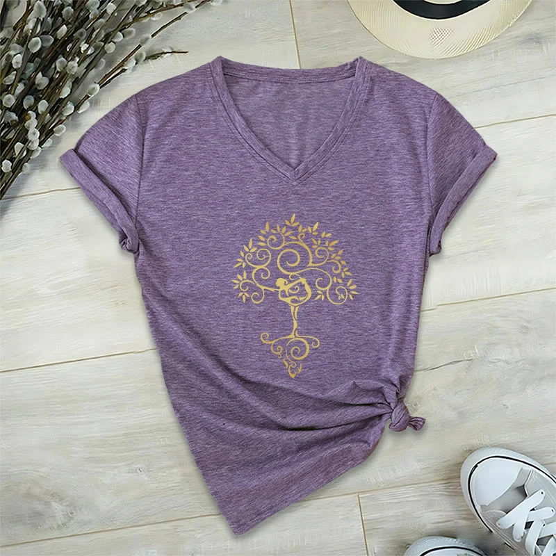 Olivenorma Yoga Lover Namaste Meditation V-Neck T-Shirt