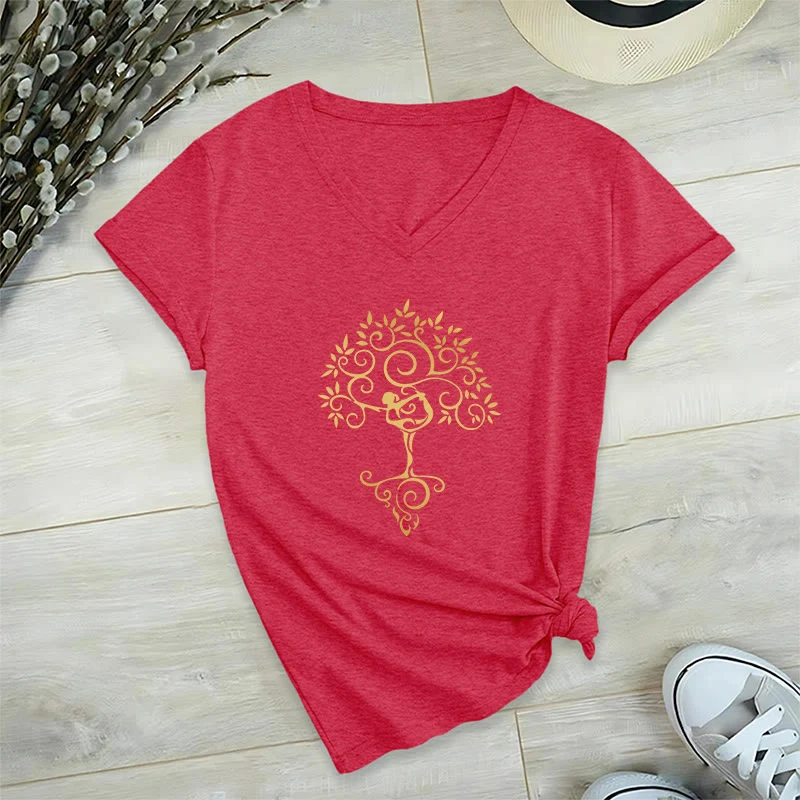 Olivenorma Yoga Lover Namaste Meditation V-Neck T-Shirt