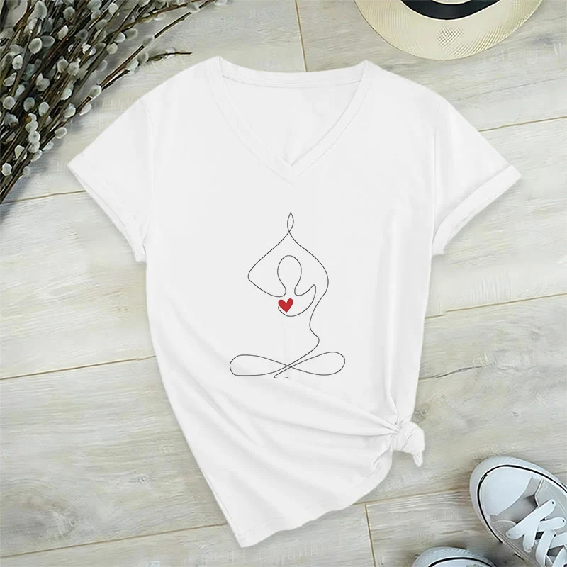 Olivenorma Yoga Meditation Spirituelle Pose V-Ausschnitt T-Shirt
