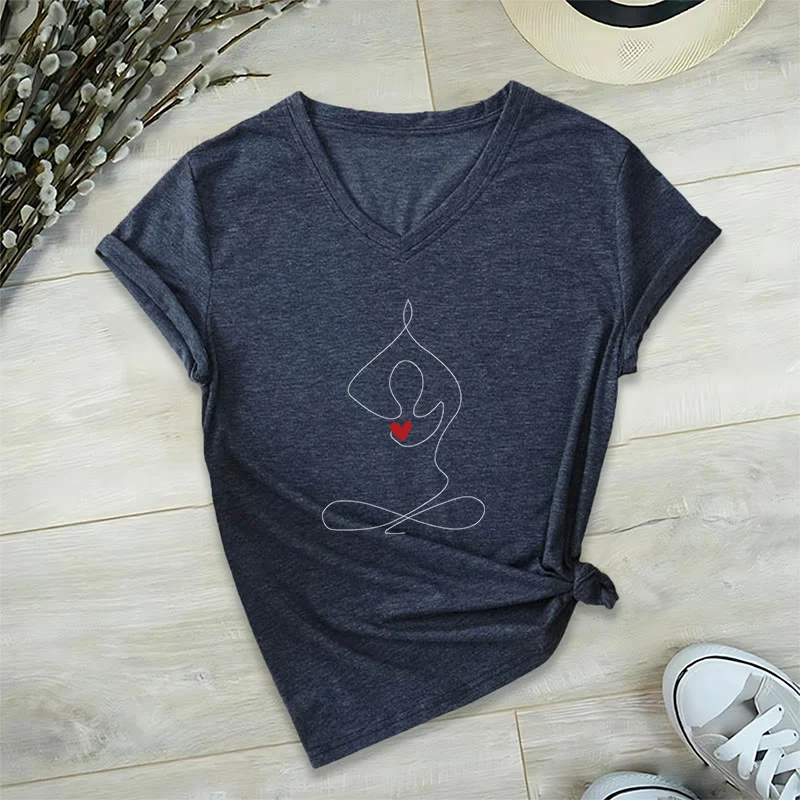 Olivenorma Yoga Meditation Spirituelle Pose V-Ausschnitt T-Shirt