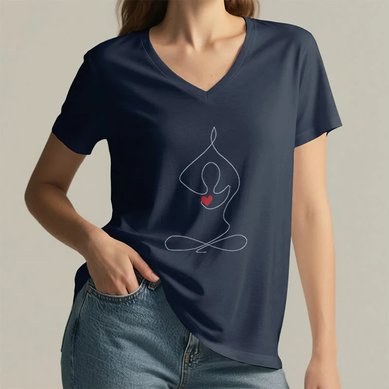 Olivenorma Yoga Meditation Spirituelle Pose V-Ausschnitt T-Shirt