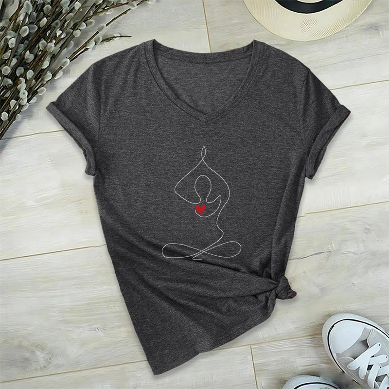 Olivenorma Yoga Meditation Spirituelle Pose V-Ausschnitt T-Shirt