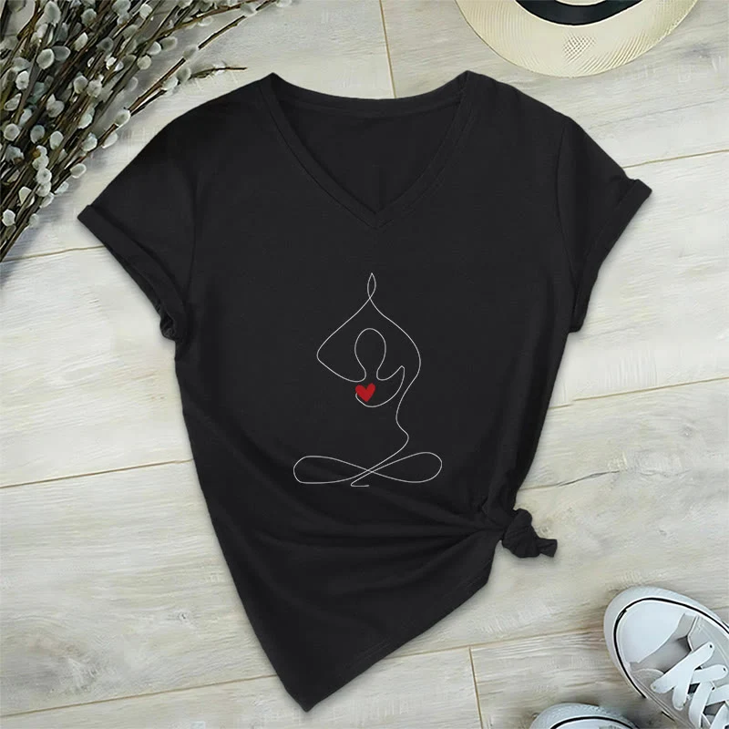 Olivenorma Yoga Meditation Spirituelle Pose V-Ausschnitt T-Shirt