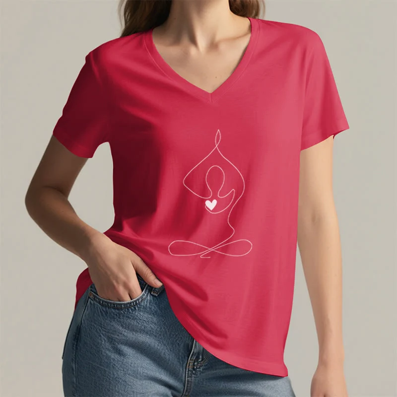 Olivenorma Yoga Meditation Spirituelle Pose V-Ausschnitt T-Shirt