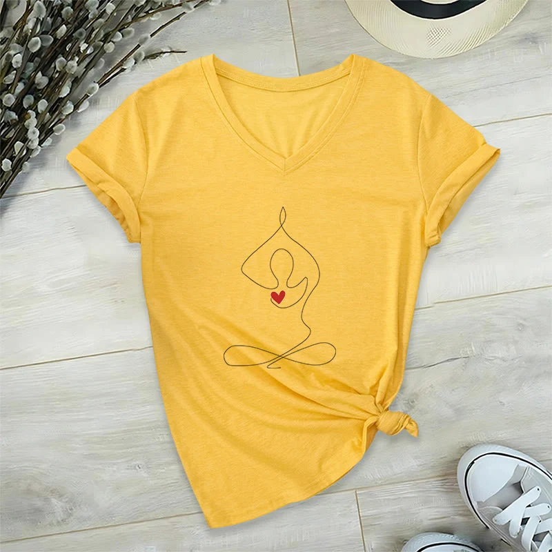 Olivenorma Yoga Meditation Spirituelle Pose V-Ausschnitt T-Shirt