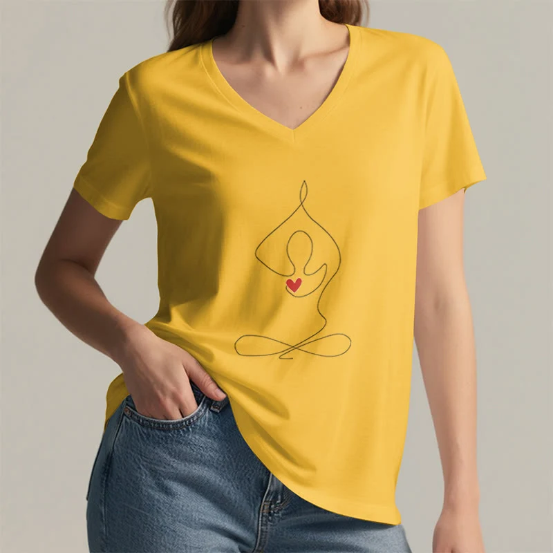 Olivenorma Yoga Meditation Spirituelle Pose V-Ausschnitt T-Shirt