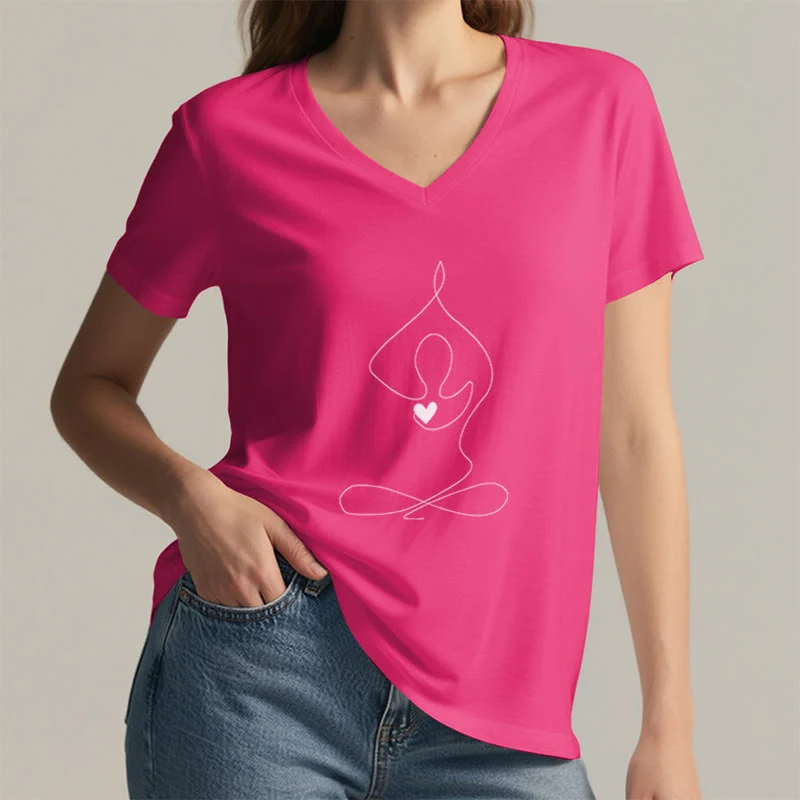 Olivenorma Yoga Meditation Spirituelle Pose V-Ausschnitt T-Shirt