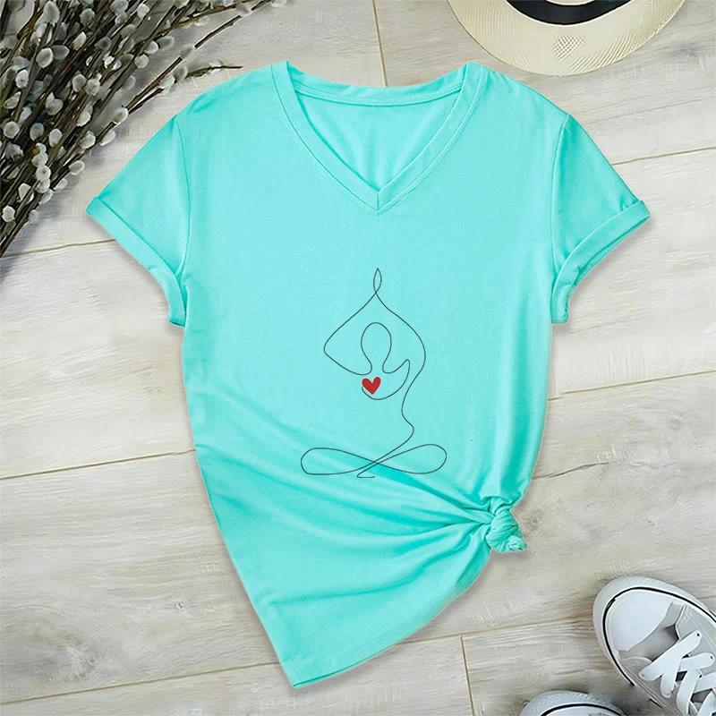 Olivenorma Yoga Meditation Spirituelle Pose V-Ausschnitt T-Shirt