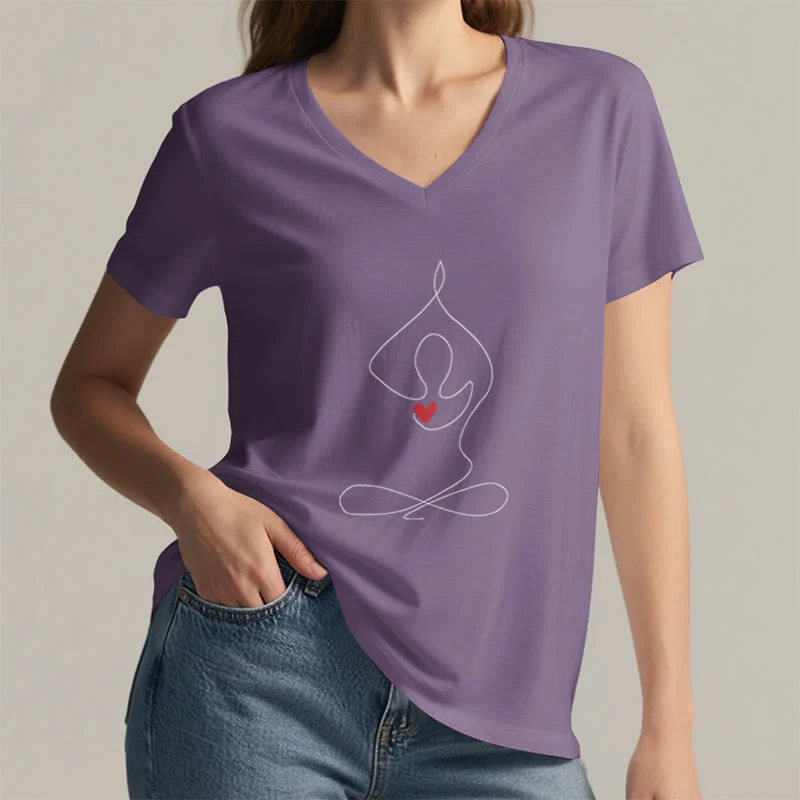Olivenorma Yoga Meditation Spirituelle Pose V-Ausschnitt T-Shirt