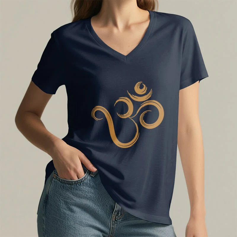 Olivenorma Breathe Yoga Meditation Inspirierendes V-Ausschnitt T-Shirt