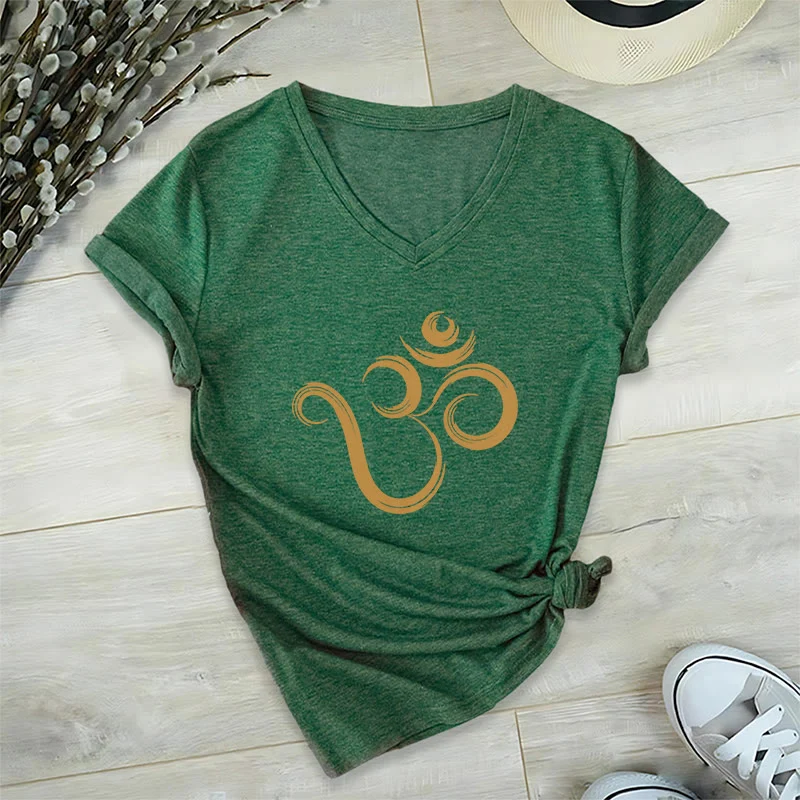 Olivenorma Breathe Yoga Meditation Inspirierendes V-Ausschnitt T-Shirt