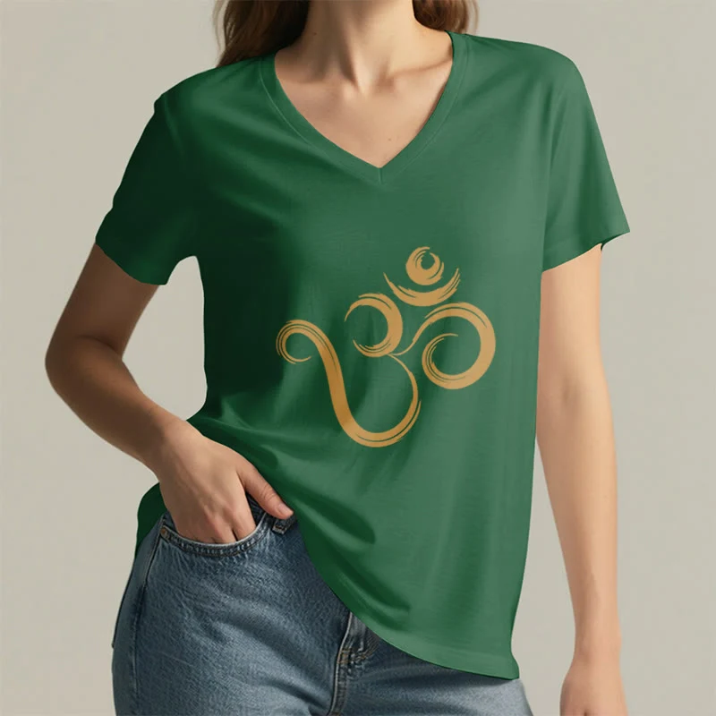 Olivenorma Breathe Yoga Meditation Inspirierendes V-Ausschnitt T-Shirt