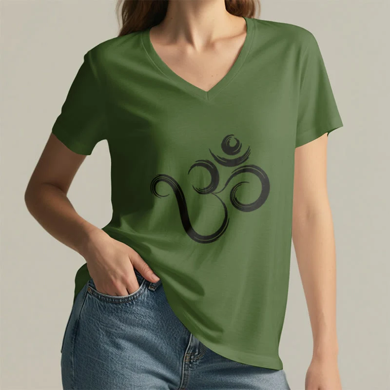 Olivenorma Breathe Yoga Meditation Inspirierendes V-Ausschnitt T-Shirt
