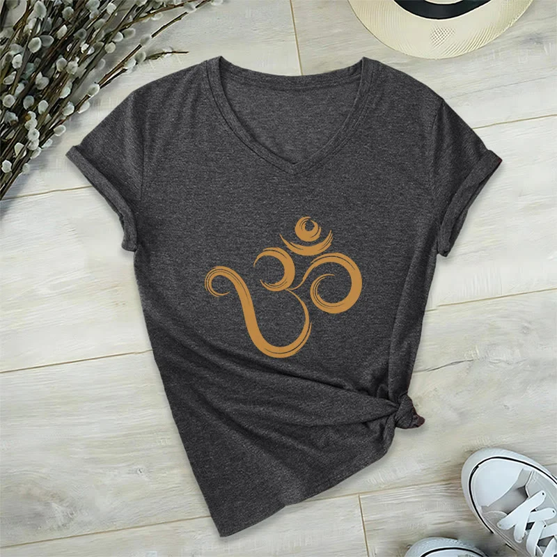 Olivenorma Breathe Yoga Meditation Inspirierendes V-Ausschnitt T-Shirt