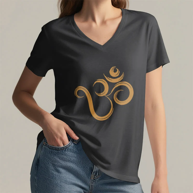 Olivenorma Breathe Yoga Meditation Inspirierendes V-Ausschnitt T-Shirt