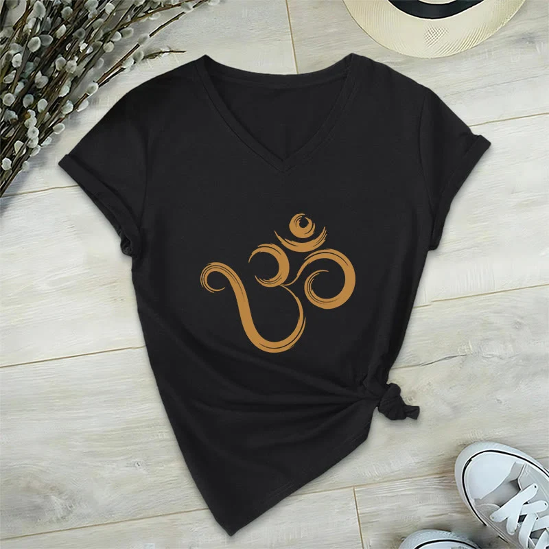 Olivenorma Breathe Yoga Meditation Inspirierendes V-Ausschnitt T-Shirt