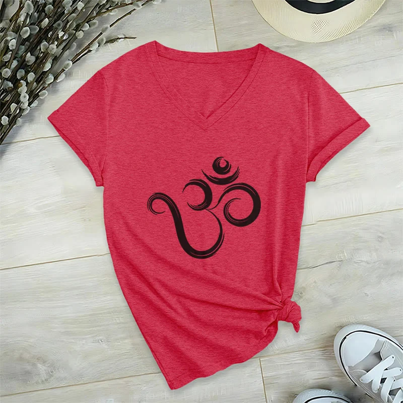 Olivenorma Breathe Yoga Meditation Inspirierendes V-Ausschnitt T-Shirt