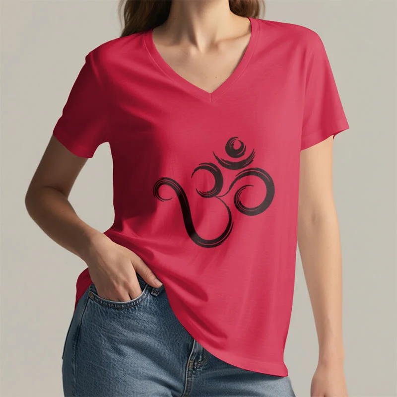 Olivenorma Breathe Yoga Meditation Inspirierendes V-Ausschnitt T-Shirt