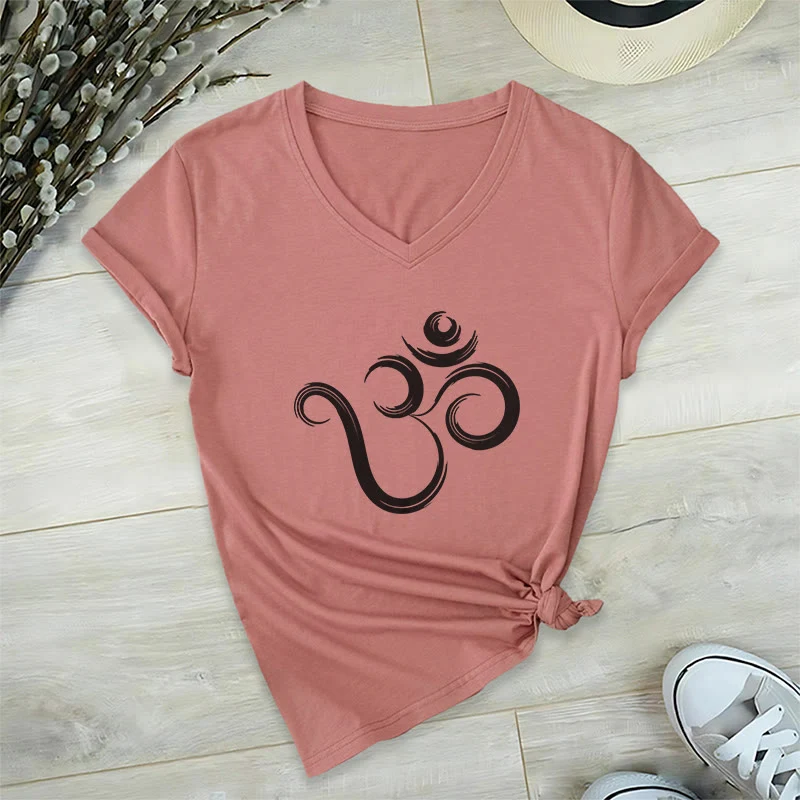 Olivenorma Breathe Yoga Meditation Inspirierendes V-Ausschnitt T-Shirt