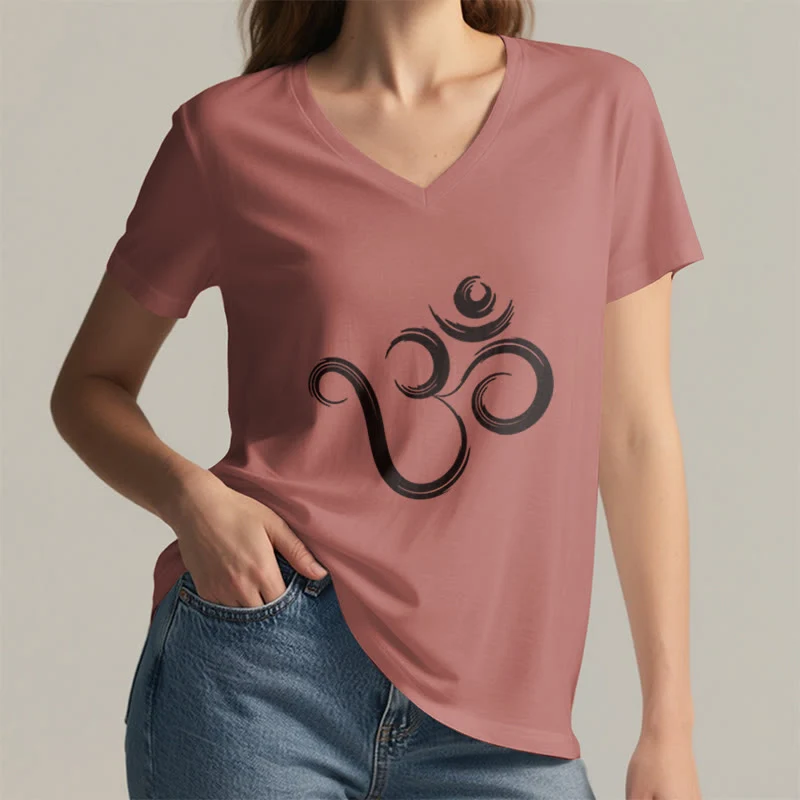 Olivenorma Breathe Yoga Meditation Inspirierendes V-Ausschnitt T-Shirt