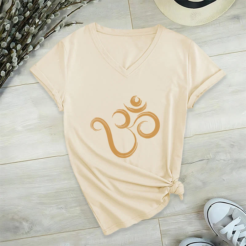 Olivenorma Breathe Yoga Meditation Inspirierendes V-Ausschnitt T-Shirt