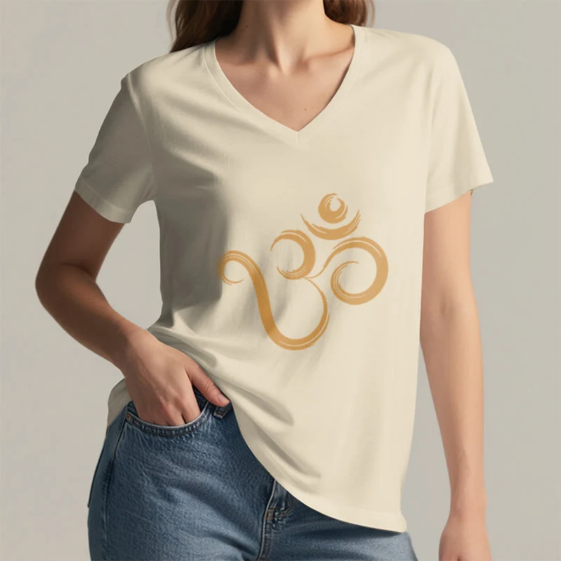 Olivenorma Breathe Yoga Meditation Inspirierendes V-Ausschnitt T-Shirt